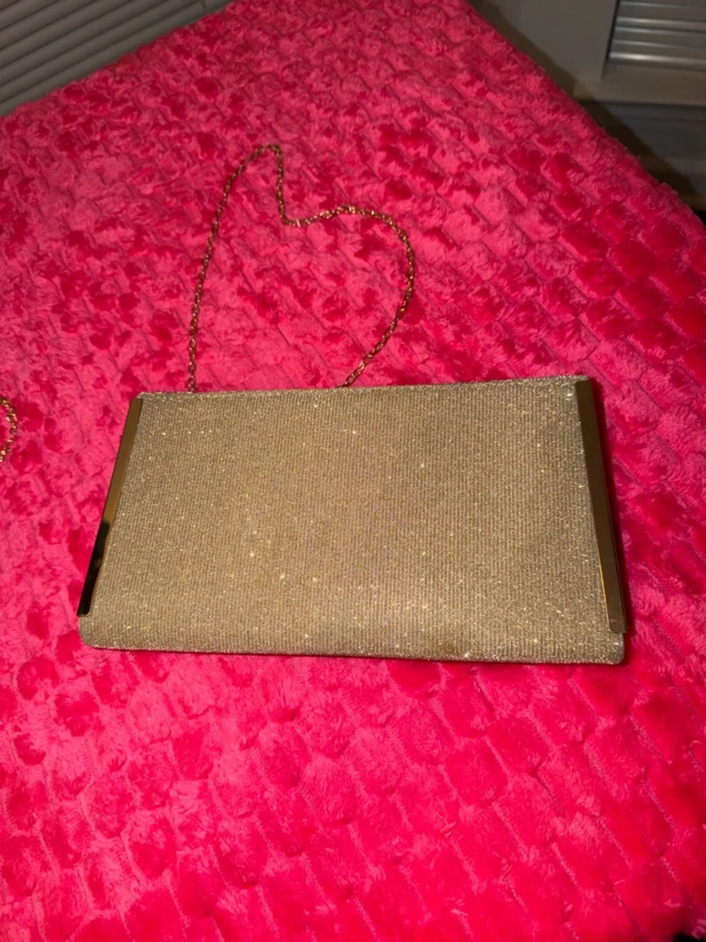Gold Evening Clutch with Chain Strap